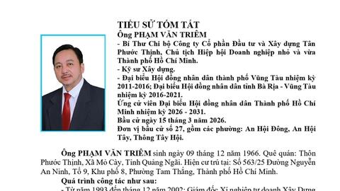 Tóm tắt tiểu sử ông Phạm Văn Triêm ứng cử Hội đồng nhân dân TP. Hồ Chí Minh Khóa XI